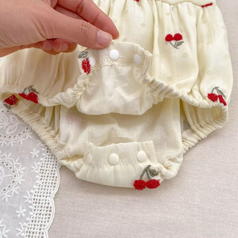 Girls Cherry on Top Scallop Collar Bodysuit or Dress