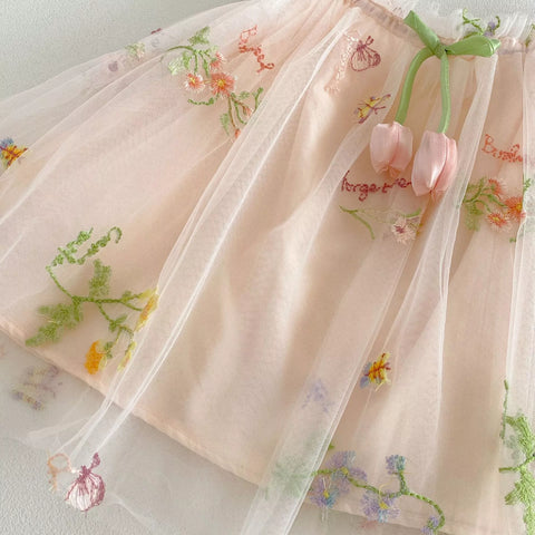 2 pc Baby Girl Wild Flower Tulip Dress w/ Hat