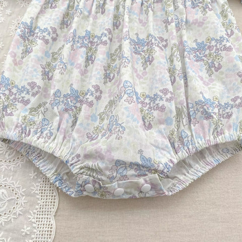 Girls Flower Pattern Scallop Collar Bodysuit or Dress