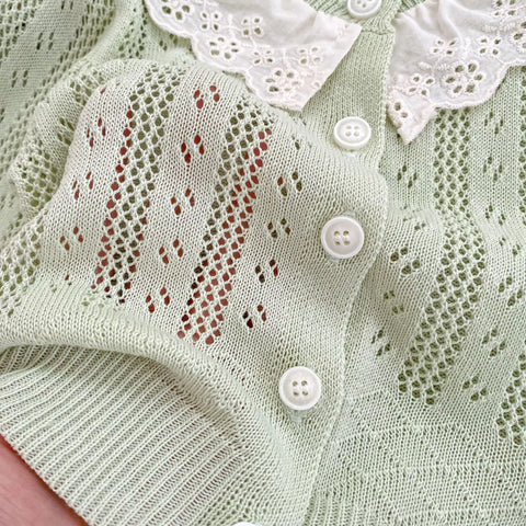 Baby Girl Pointelle Collar Cardigan
