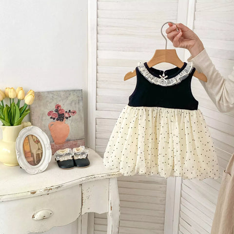 Girls Ruffle Dots Bubble Skirt Dress