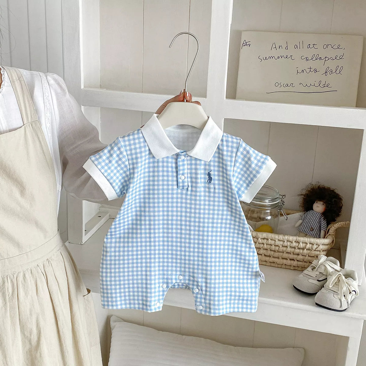 Baby Boy Gingham Polo Romper