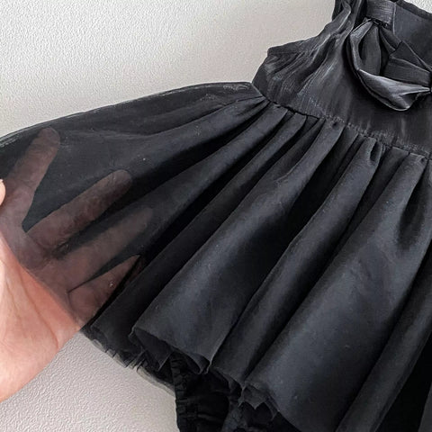 Baby Girl Sateen Bow Collar Bodysuit Dress