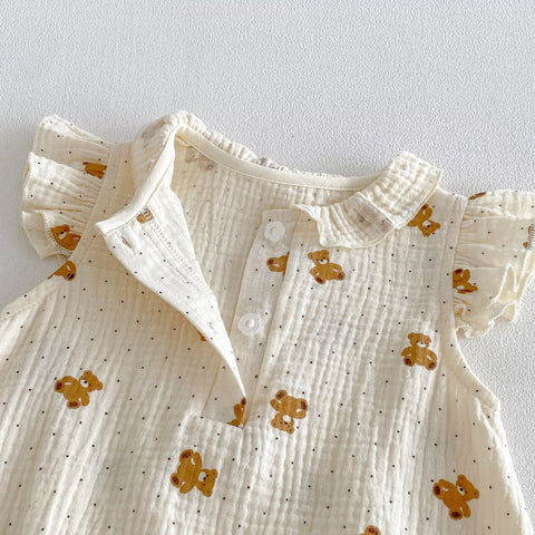 2 Baby Girl Teddy Bear Bodysuit w/ Bonnet Hat