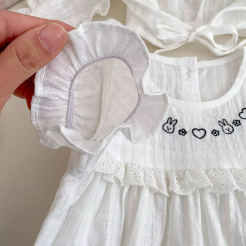 2 Baby Girl Ruffle Bunny Bodysuit and Ears Set