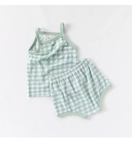 2 Pc Baby Girl Summer Gingham Tank Set
