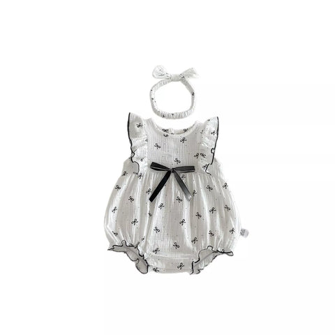 2 Pc Baby Girl Mini Ribbon Print Bodysuit