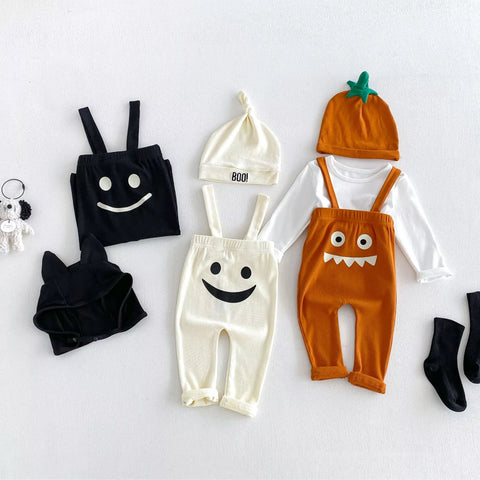2 Pc Baby Halloween Monster Suspender Romper Set