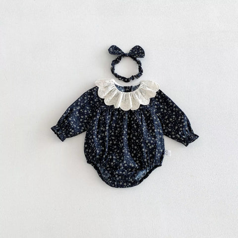 2 Pc Baby Girl Scallop Collar Paisley Print Bodysuit