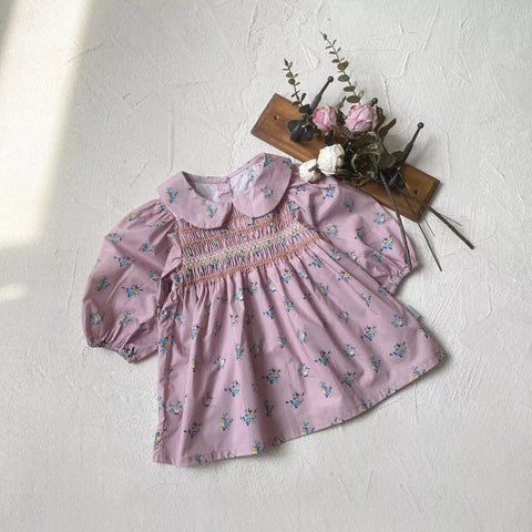 Baby Girl Floral Smocked Peter Pan Collar Dress