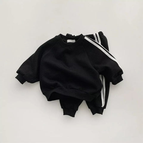 2 Pc Unisex Striped Sweatshirt & Pants Set
