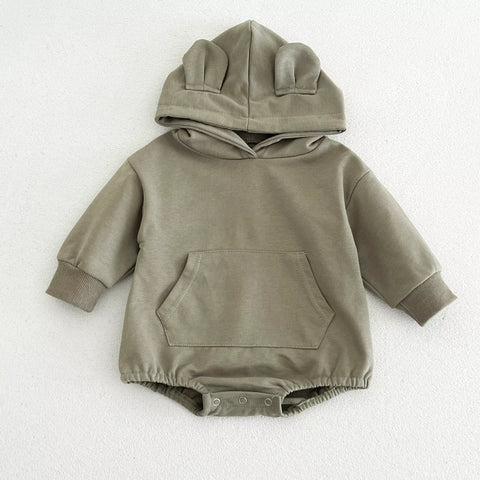 Unisex Baby Bear Ear Hoody Bodysuit