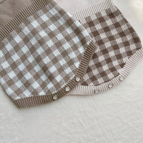 Baby Girl Knit Gingham Polo Bodysuit