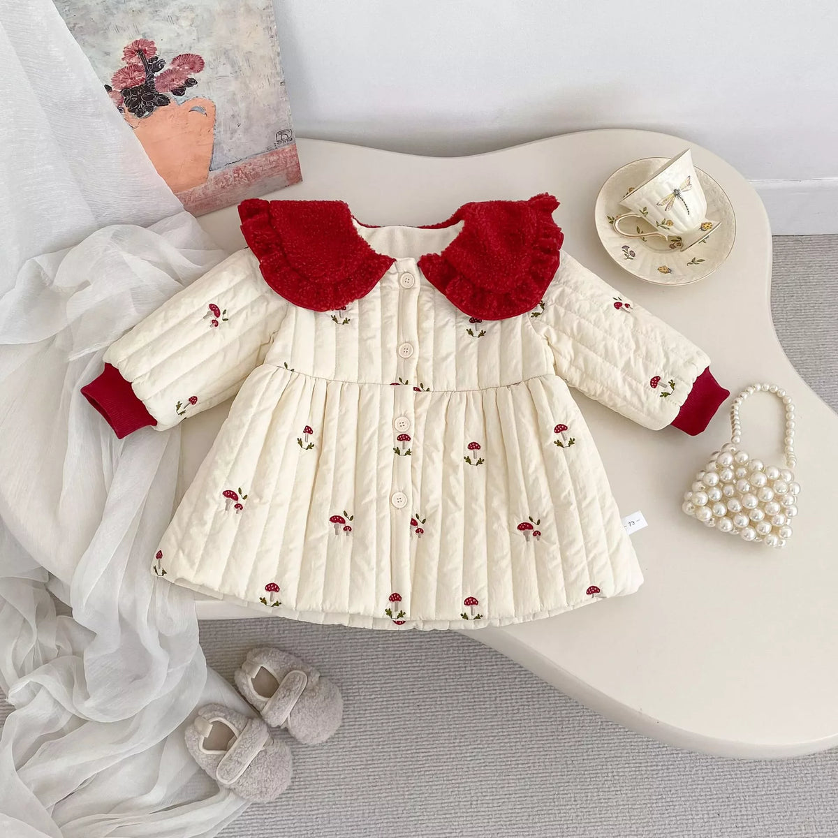 Girl Fleece Lined Padded Mushroom Coat