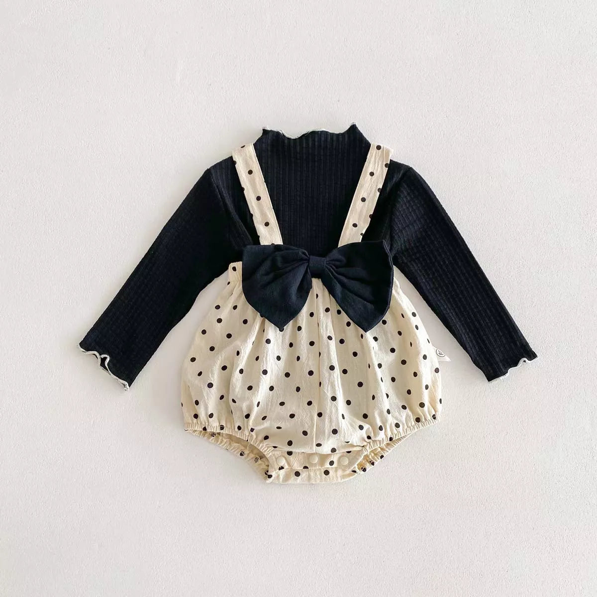 2 Pc Baby Girl Polka Dot Bow Bodysuit Set