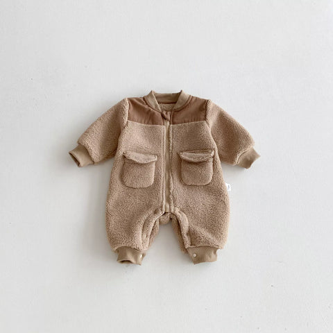 Baby Boy Sherpa Aviator Style Romper