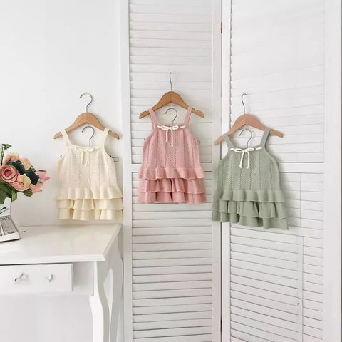 2 Pc Girls Pattern Knit Cami w/ Skirt