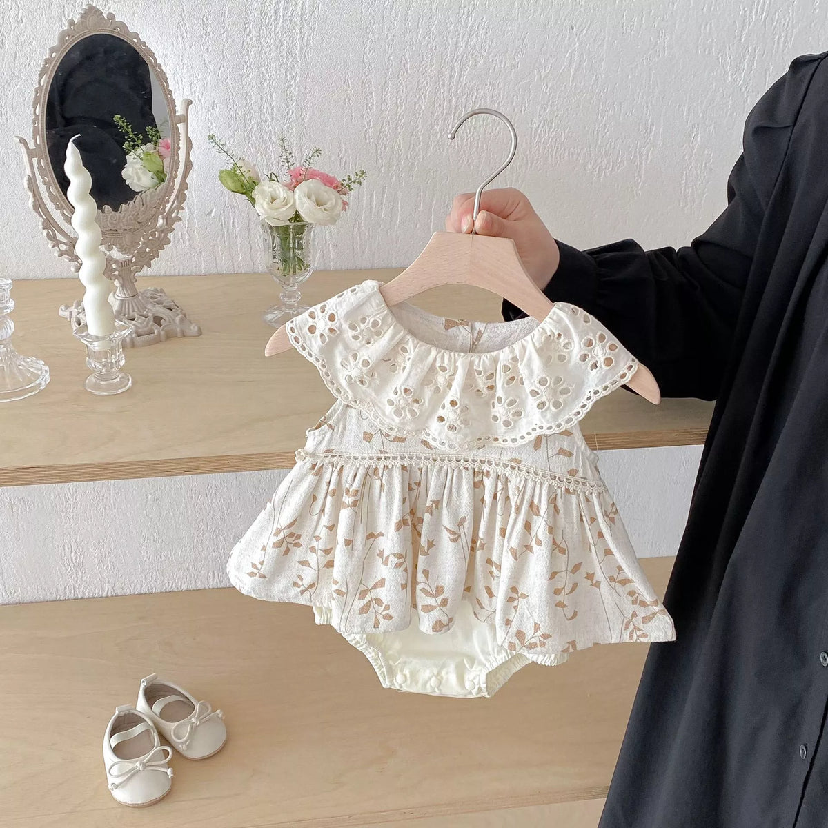 Baby Girl Autumn Leaves Eyelet Collar Dress