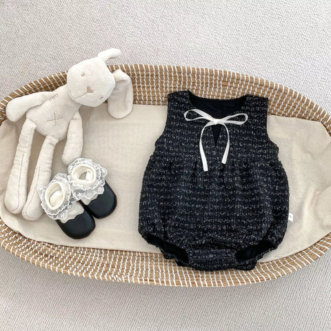 2 Pc Baby Girl Tweed Bodysuit w/ Collar Shirt