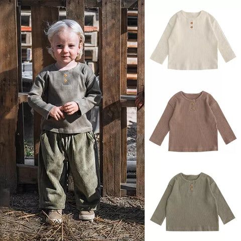 2 Pc Baby Boy Waffle Shirt w/ Corduroy Pants