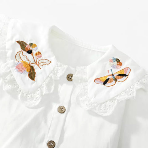 2 Pc Girls Cotton Overall Dress with Collar Shirt