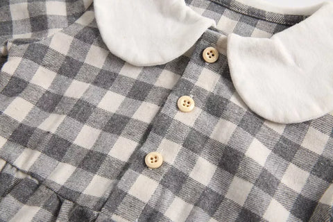 Baby Girl Buffalo Plaid Peter Pan Collar Bodysuit