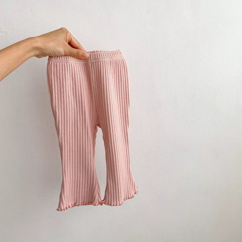 2 Pc Baby Girl Ribbed Knit Cardigan & Flare Pants Set
