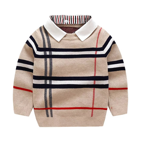 Boys Removable Collar Nova Check Sweater