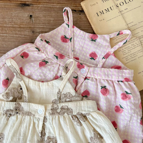 2 Pc Baby Girl Cotton Cami Print & Shorts Set
