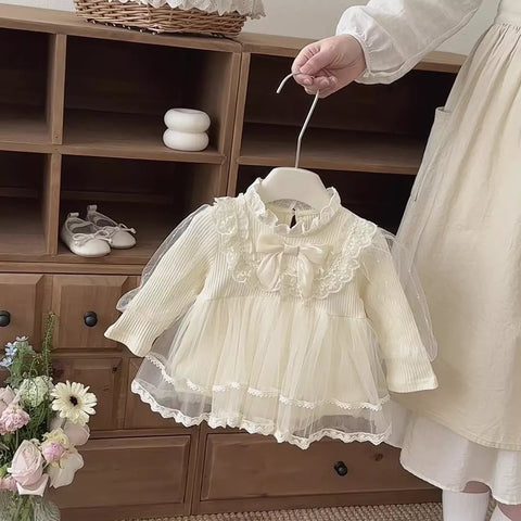 Baby Girl Victorian Tulle Long Sleeve Dress