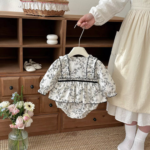Baby Girl Spring Garden Motif Vintage Bodysuit