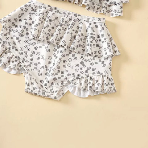 2 Pc Baby Girl Four Clover Print Ruffle Cami Set