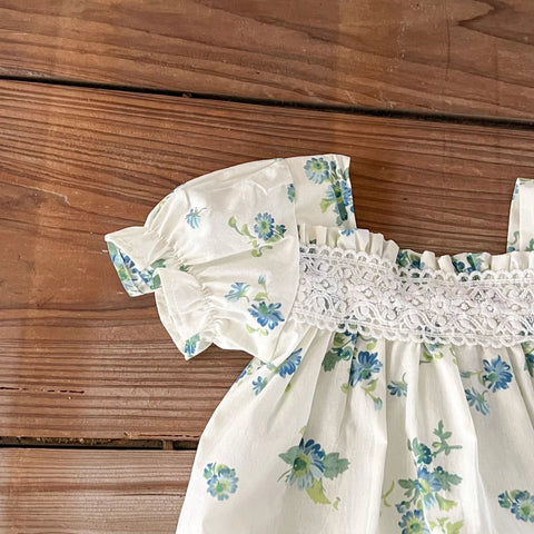 Baby Girl Blue Floral Bodysuit Set