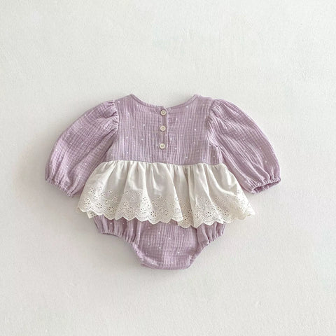 Baby Girl 2 in 1 Lace Overlay Cotton Bodysuit