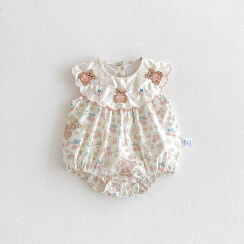 Baby Girl Sweet Teddy Bear Print Bodysuit