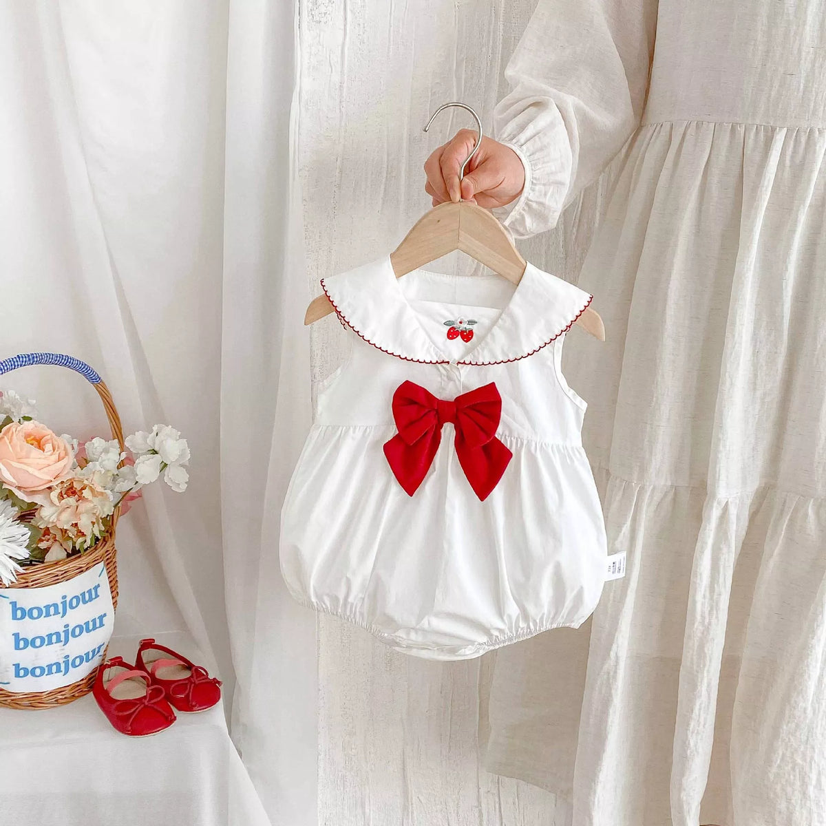 Baby Girl Strawberry Sailor Style Bodysuit