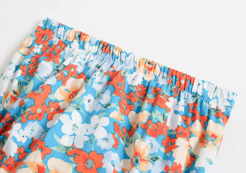 2 Pc Baby Girl Floral Pattern Top & Shorts Set