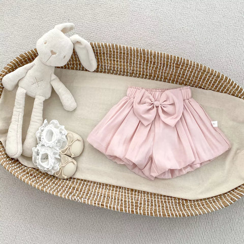 2 Pc Baby Girl Bow Print Cami & Bloomer Shorts Set