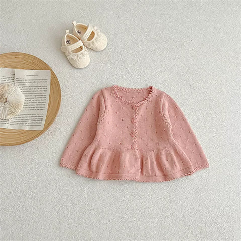 Baby Girl Pointelle Flare Hem Cardigan