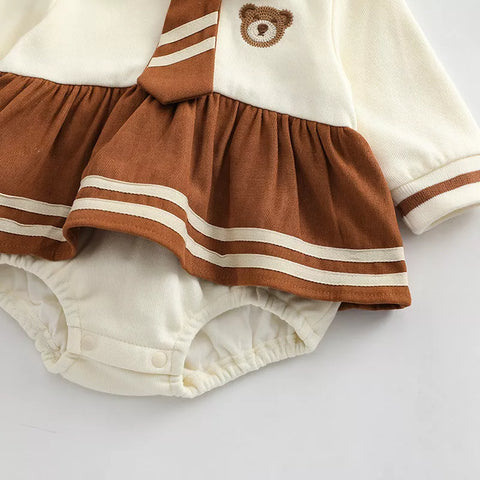 Baby Girl Boy Uniform Style Bear Bodysuit Romper