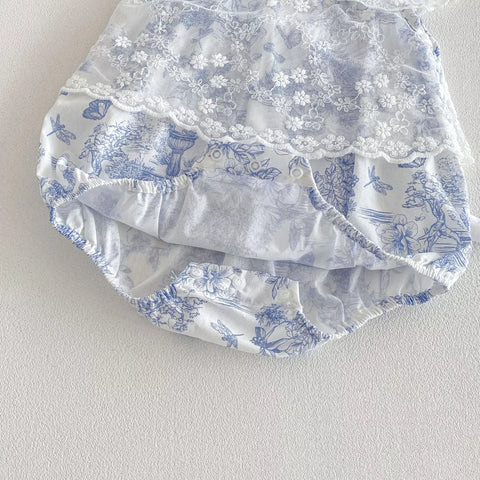 Baby Girl Garden Motif Sheer Lace Layered Bodysuit