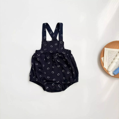 2 pc Baby Boy Happy Face Overalls & Tee Set