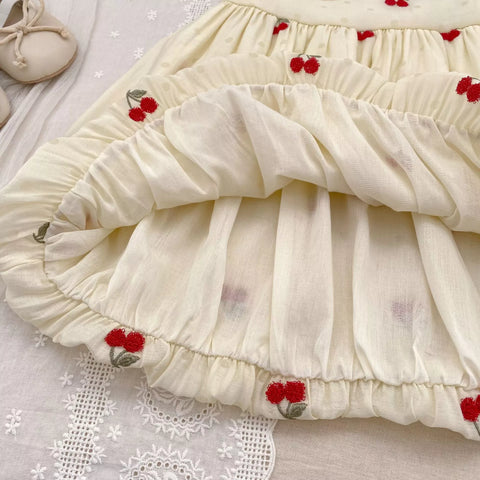 Girls Cherry on Top Scallop Collar Bodysuit or Dress