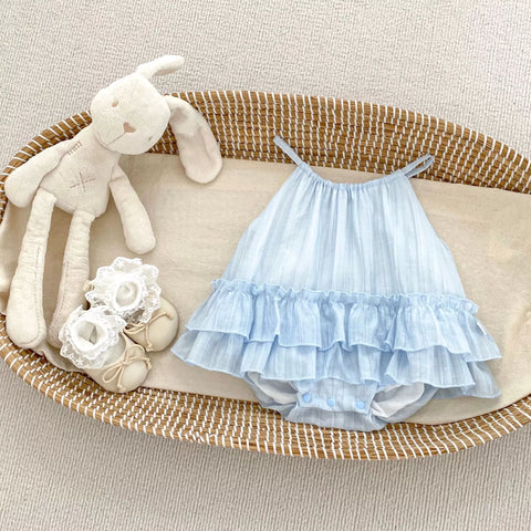 Baby Girl Low Waist Ruffle Bodysuit Halter Dress