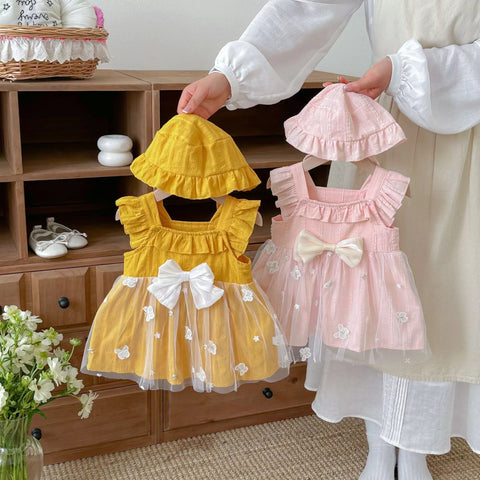 2 Pc Baby Girl 3D Butterfly Mesh Dress w/ Hat