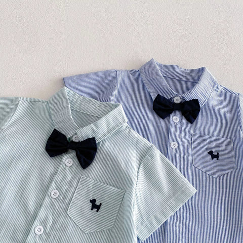 2 Pc Boys Bow Tie Shirt & Short Set