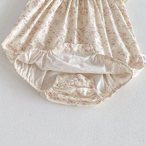 Baby Girl Cute Embroidery Scallop Collar Bodysuit