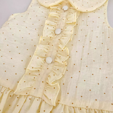 Girls Polka Dot Ruffle Collar Drop Waist Dress