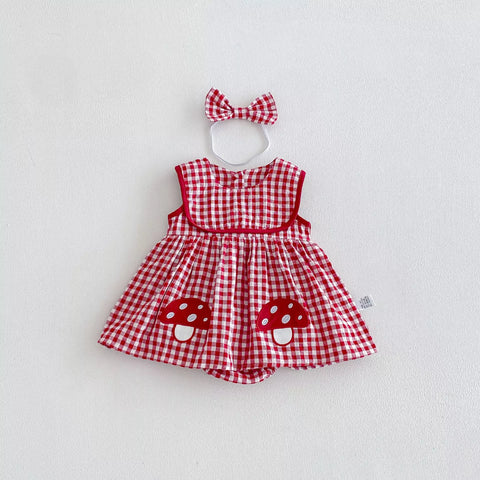 Baby Girl Mushroom Patch Gingham Dress