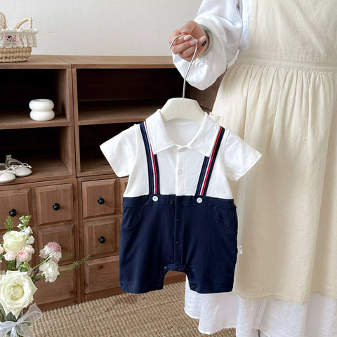 2 in 1  Baby Boy Suspender Overall Romper
